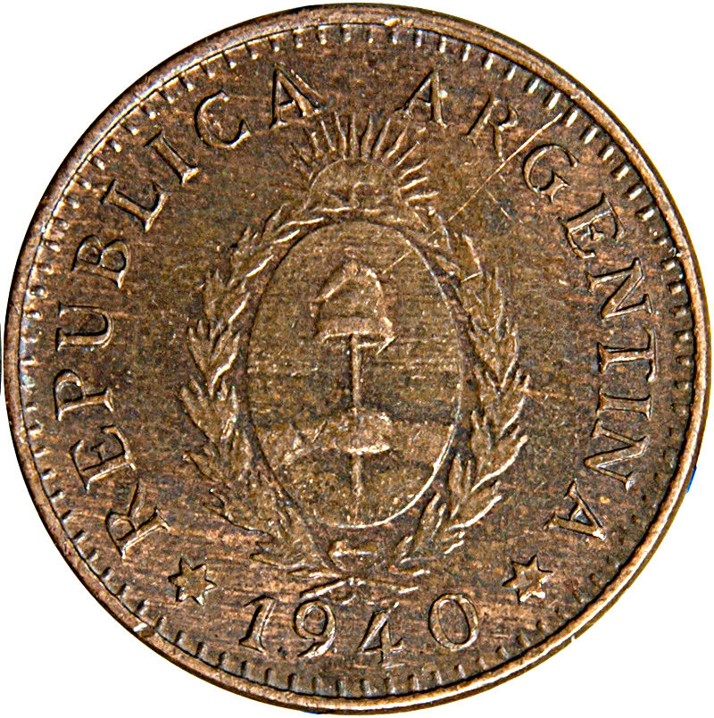 Thumbnail: 1941 Argentina coin cufflinks 1 Centavo gemelos de monedas