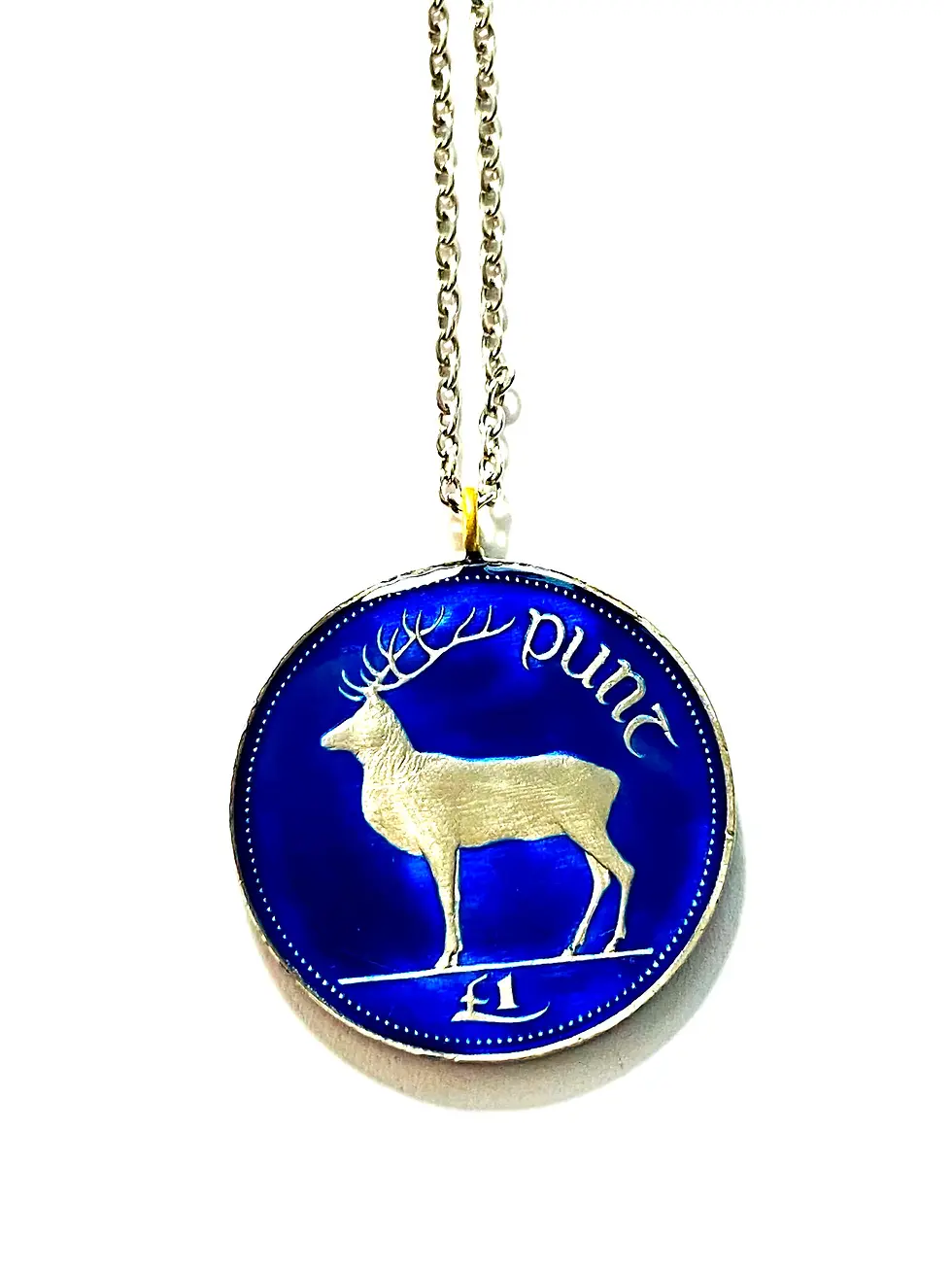 Pendant Ireland coin 1 Punt / 1 Pound Red deer Irish harp