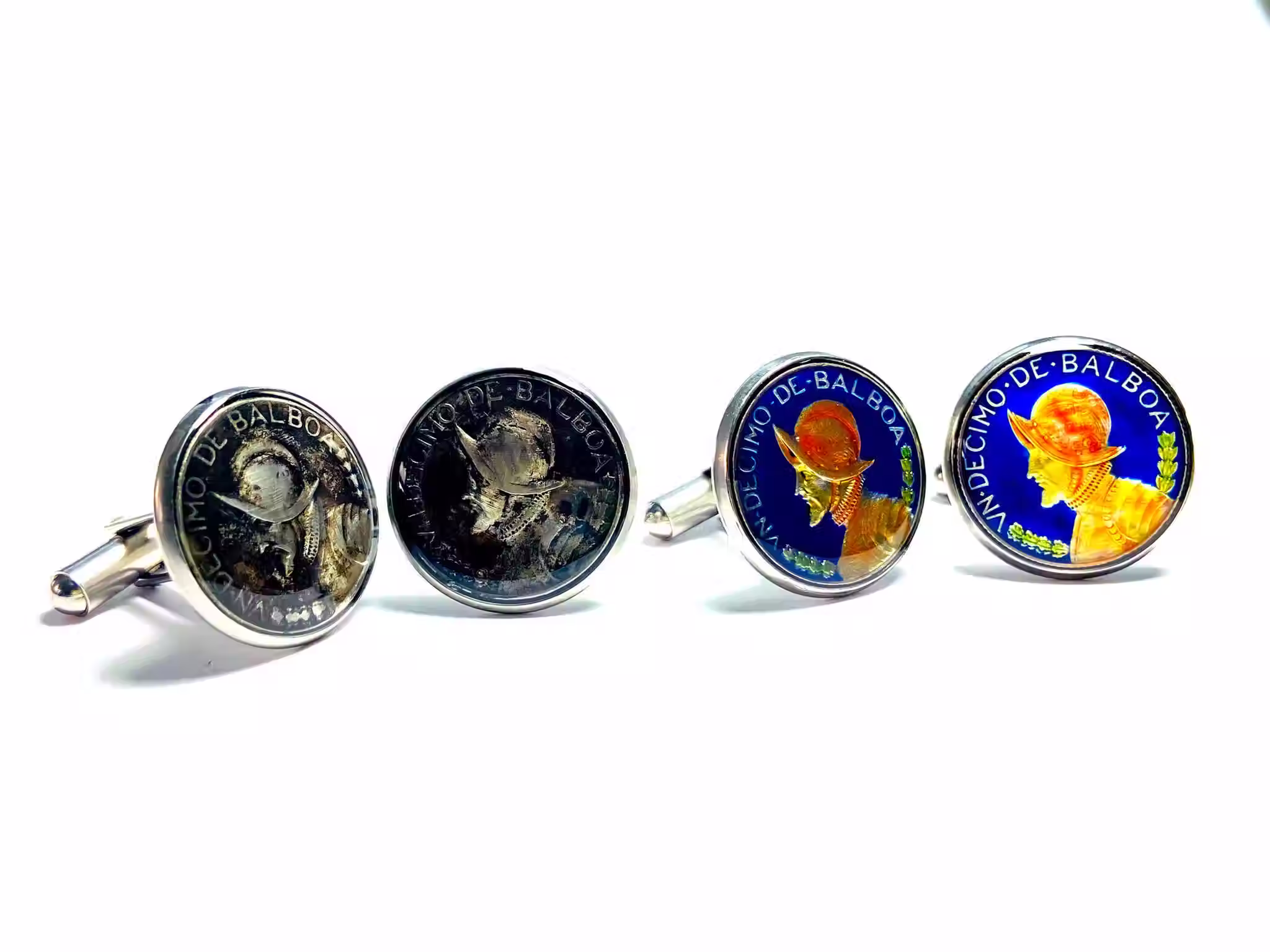 Panama coin cufflinks  ⅒ Balboa Balboa's portrait gemelos de moneda