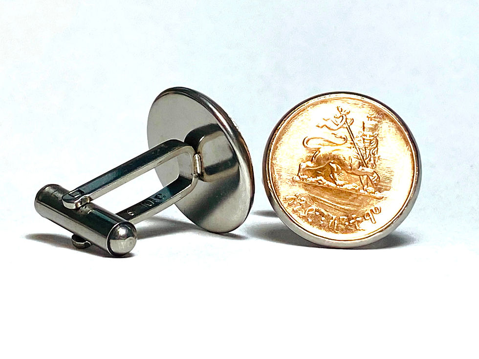 Thumbnail: 1936 Ethiopia coin cufflinks 1 Santeem  Crowned lion