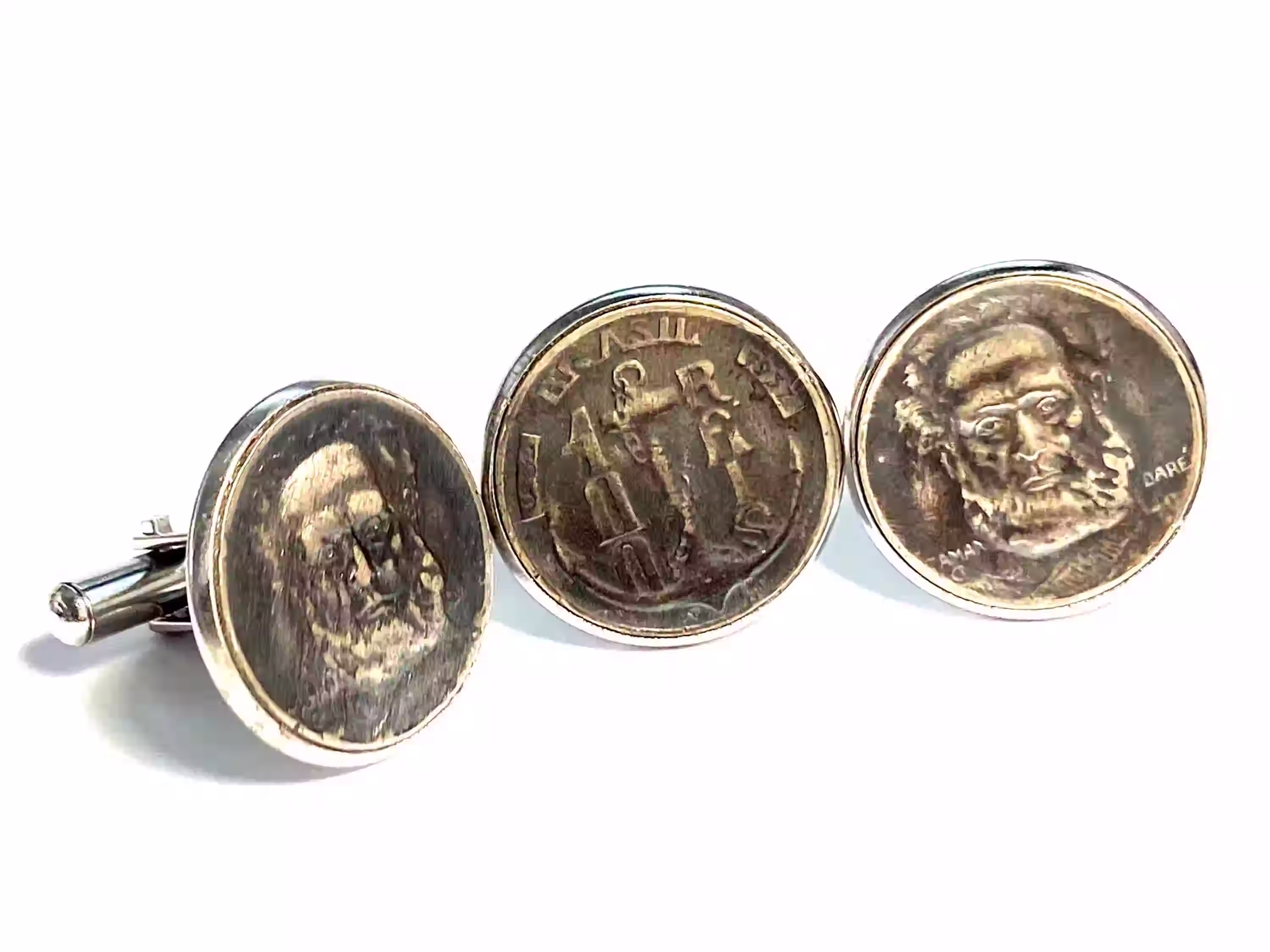 1937 Brazil coin cufflinks 100 Réis abotoaduras de moeda