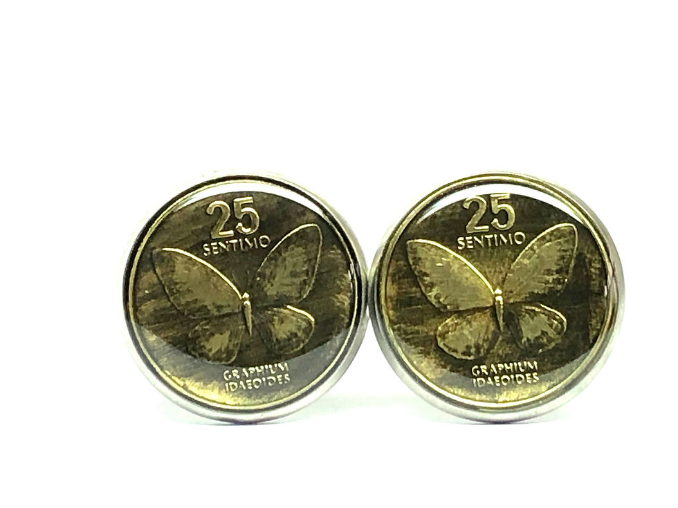 Philippines coin cufflinks 25 Sentimo butterfly