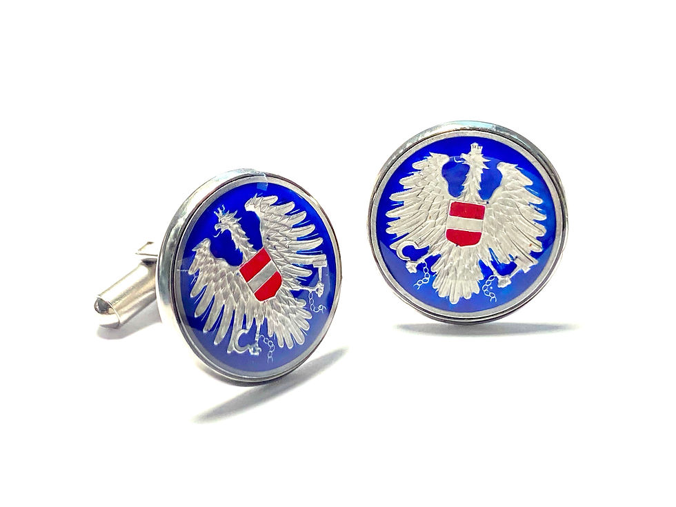 Austria coin cufflinks , 2 Groschen, Austria coat of arms