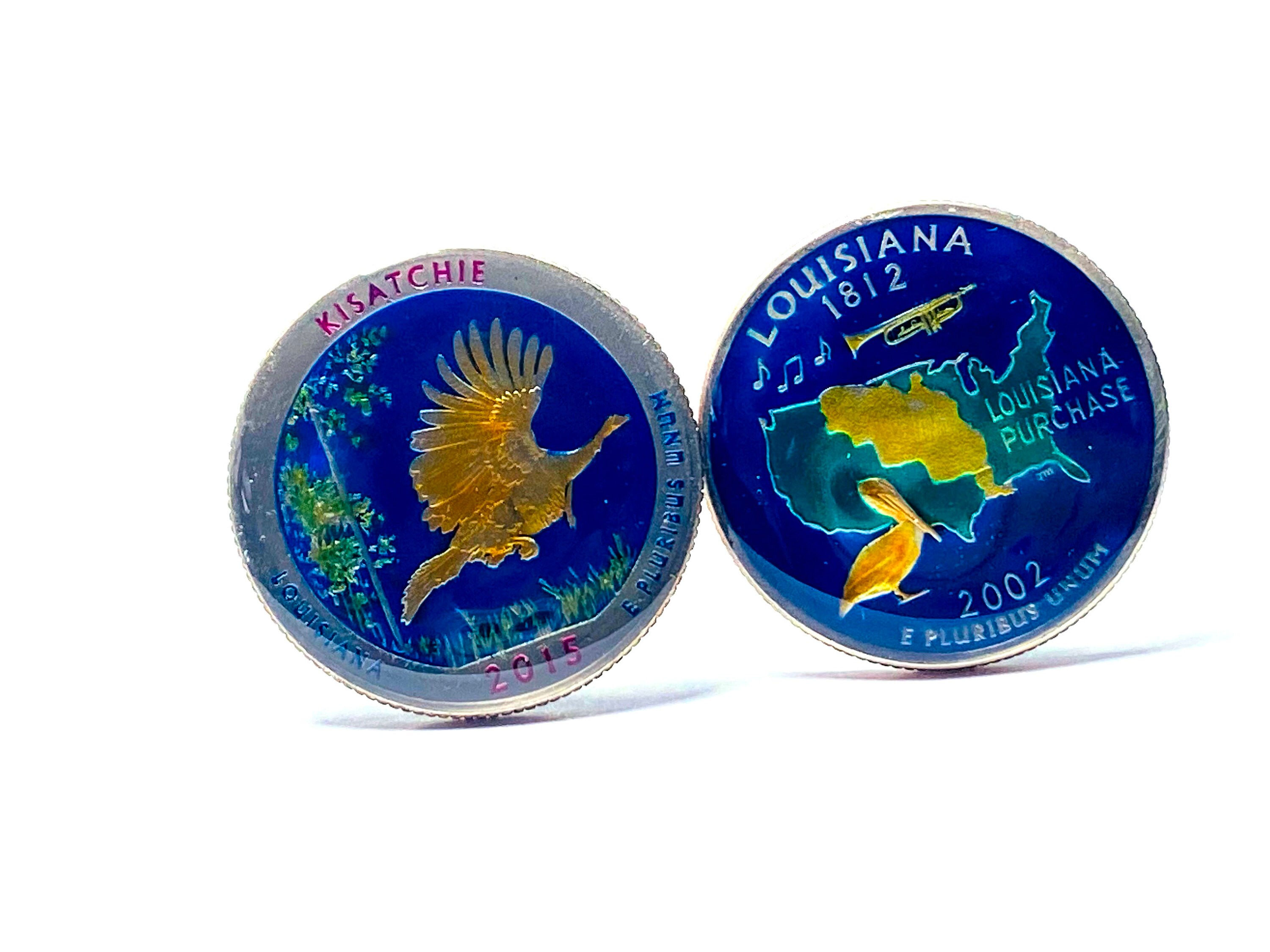2002 2015 USA Quarter cufflinks Kisatchie National Forest in Louisiana