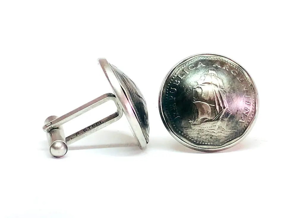 Thumbnail: Argentina coin cufflinks 5 Pesos gemelos de monedas