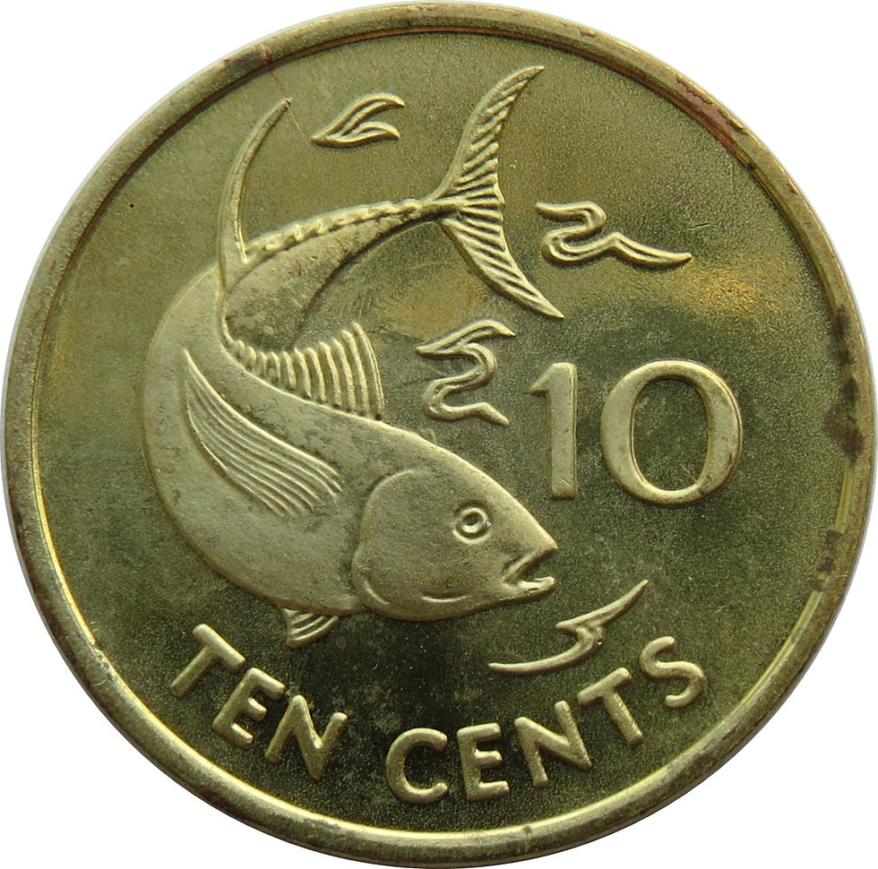 Thumbnail: Seychelles coin cufflinks 10 Cents Coat of arms yellowfish