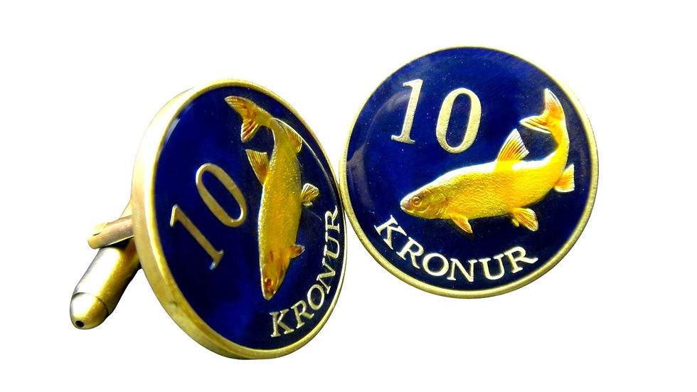 Faeroe Faroe Islands - Denmark exonumia coin cufflinks 10 Krónur manchetknapper