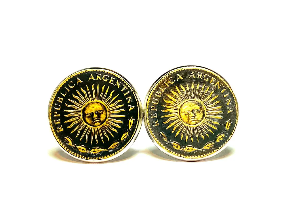 Thumbnail: Argentina coin cufflinks 1 peso Radiant sunface gemelos de monedas