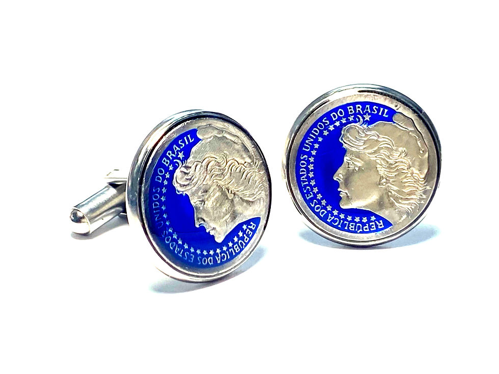 Brazil coin cufflinks 50 Cruzeiros abotoaduras de moeda
