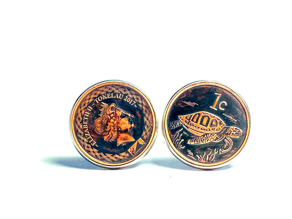 Thumbnail: Tokelau coin cufflinks  1 cent Sea turtle. new zealand