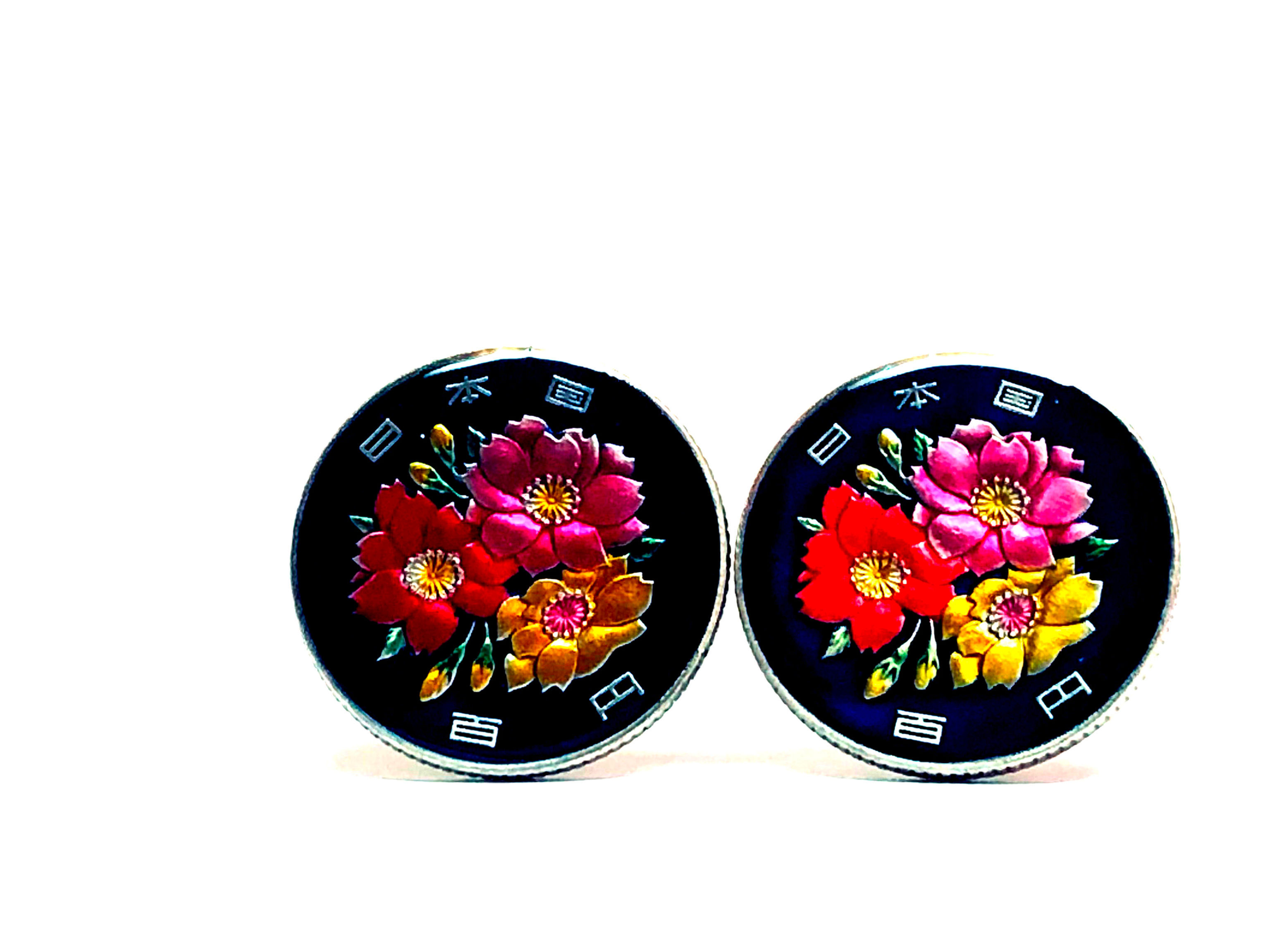 Japan coin cufflinks 100 Yen Sakula Cherry blossoms コインカフスボタン