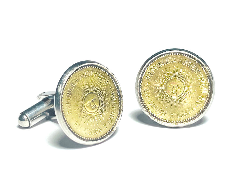 Thumbnail: Argentina coin cufflinks 1 peso Radiant sunface gemelos de monedas
