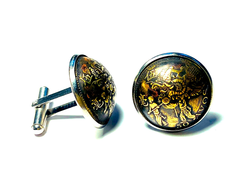 Thumbnail: One Domed of Macau coin cufflinks abotoaduras de moeda