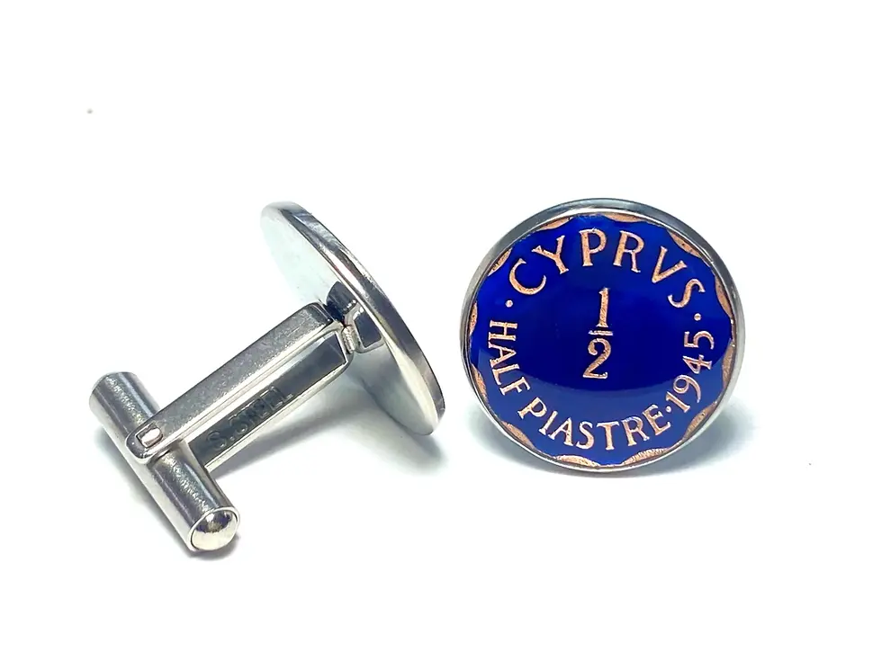 Thumbnail: 1945 British Cyprus coin cufflinks  ½ Piastre madeni para kol düğmeleri