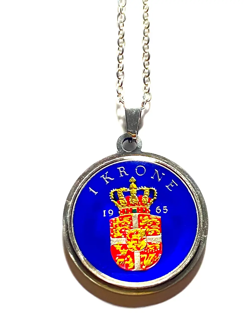1961 - 1989 Necklace Keychain Denmark coin , 1 Krone halskæde