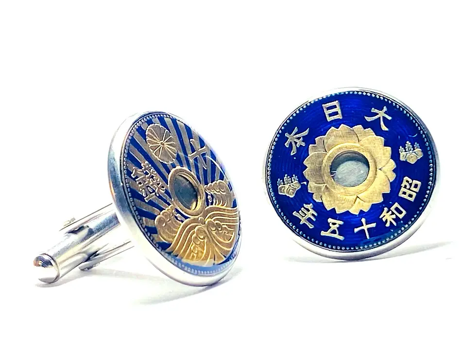 1938 - 1940 Japan enamelled coin cufflinks 10 sen コインカフスボタン