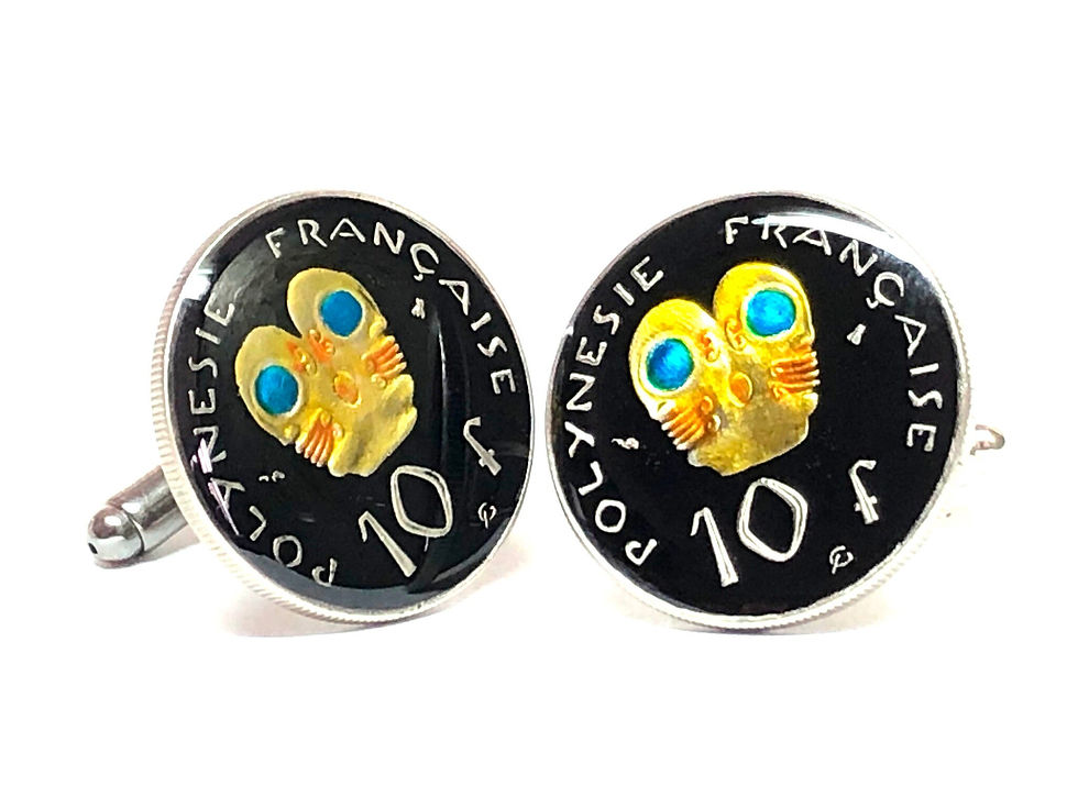 French Polynesia coin cufflinks 10 Franc boutons de manchette