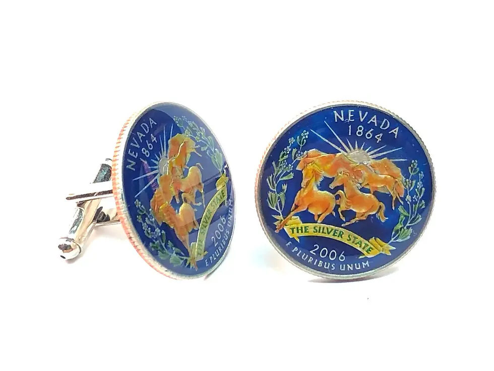 2006 USA Quarter coin cufflinks South Nevada State