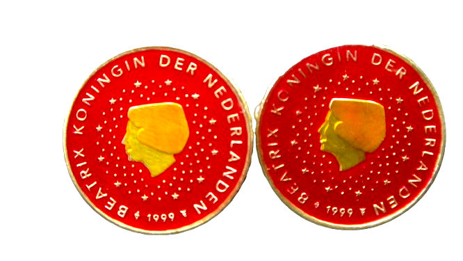 Thumbnail: Netherlands coin button covers  Euro 10 cents Queen Beatrix Munt manchetknopen