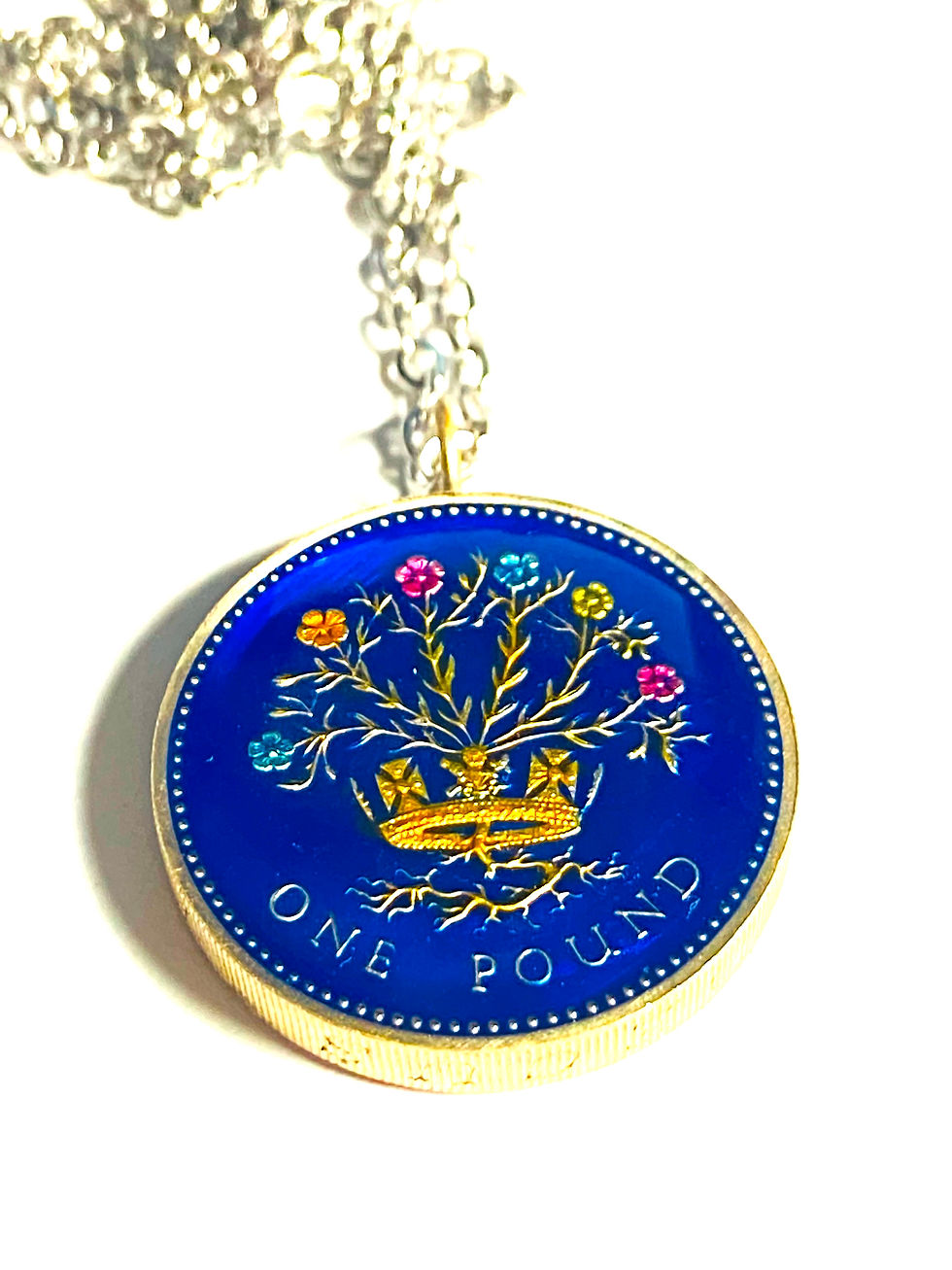 1986- 1991 UK coin one pound- Elizabeth II Northern Ireland flax plant