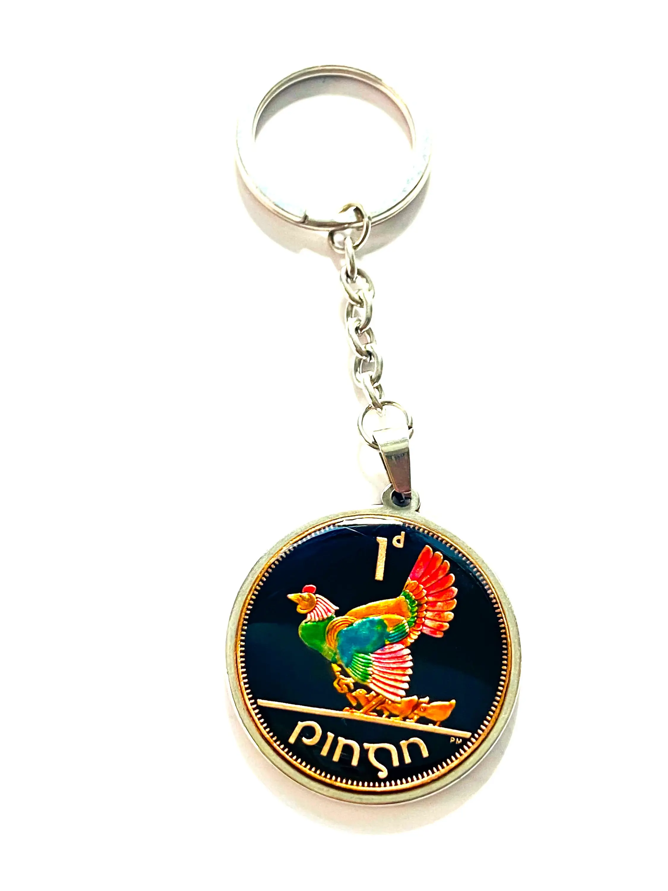 Ireland coin keychain 1 Pingin /Penny hen and chicks