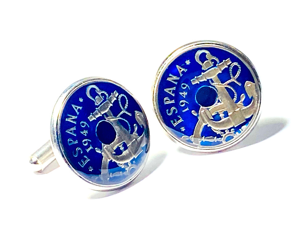 Thumbnail: 1949 1963 Spain coin cufflinks 50 Centimos gemelos de monedas