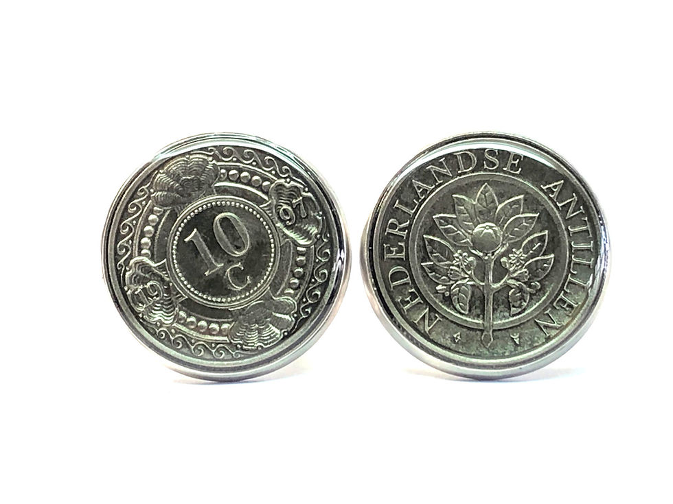 Thumbnail: Netherlands Antilles coin cufflinks 10 cents Munt manchetknopen