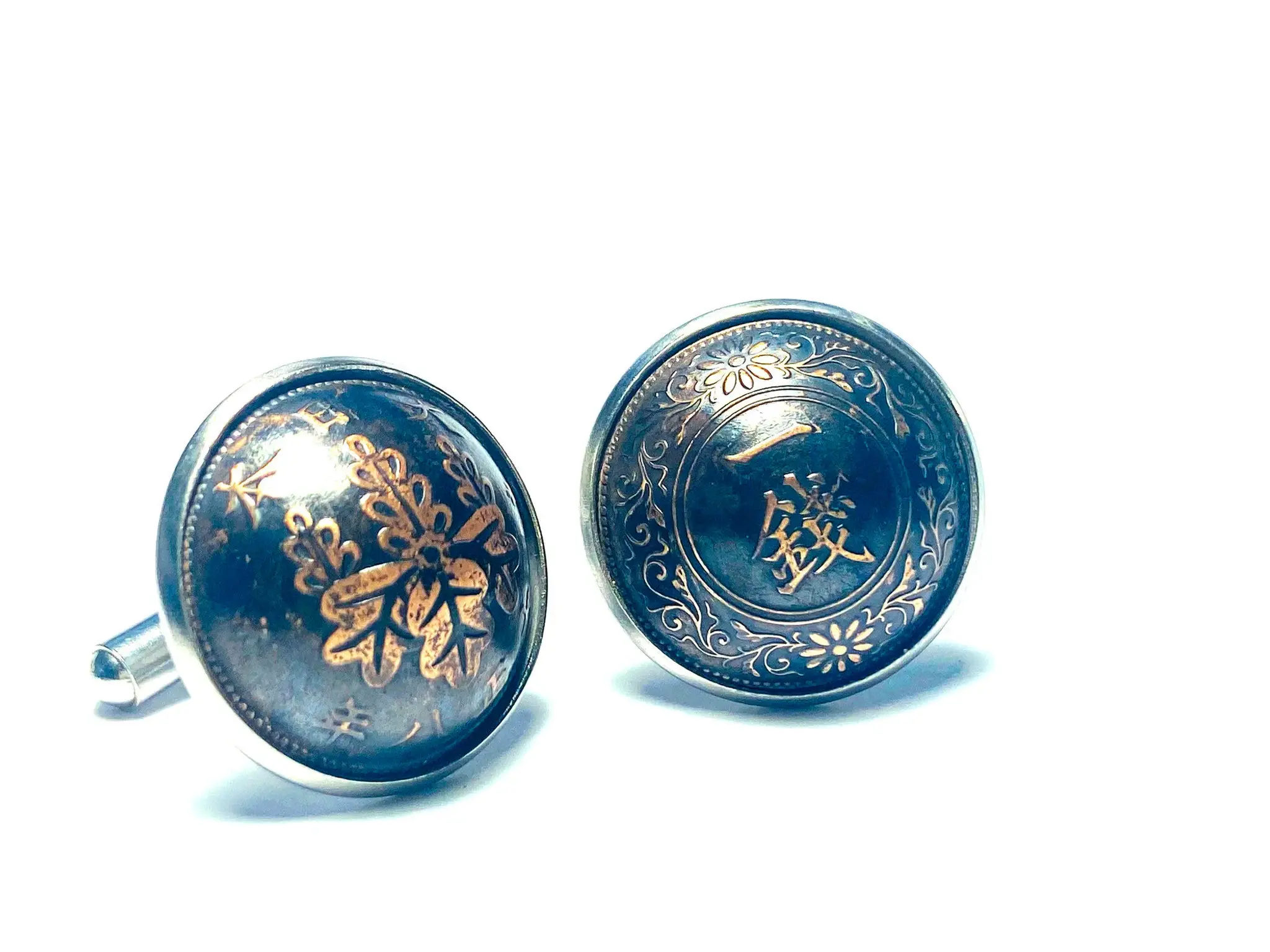 Domed 1919 - Taishō 8  Japan coin cufflinks  1 Sen コインカフスボタン