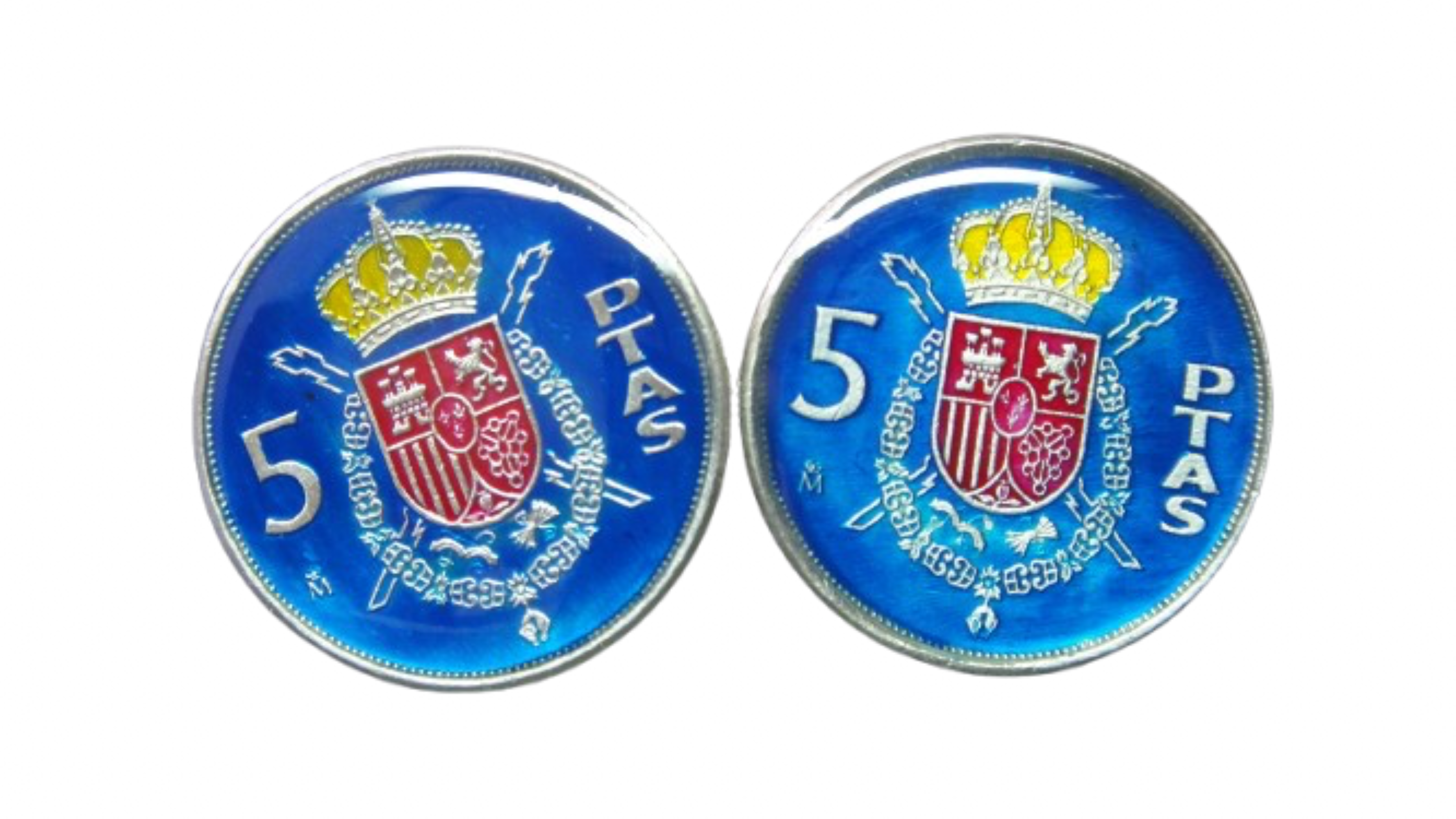 Spain coin cufflinks 5 Pesetas coat of arms gemelos de monedas
