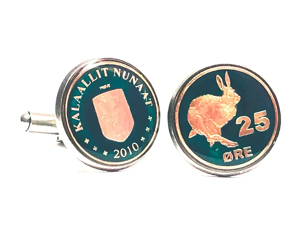 Greenland Denmark Fantasy coin coin cufflinks 25 Øre manchetknapper