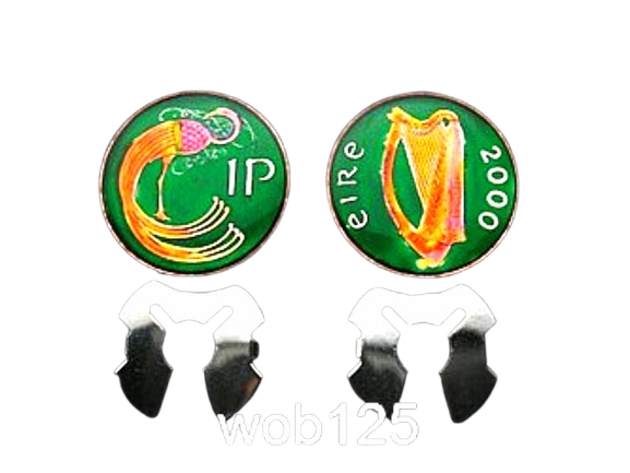 1971 - 2000 Ireland coin button covers 1 penny harp tylized bird