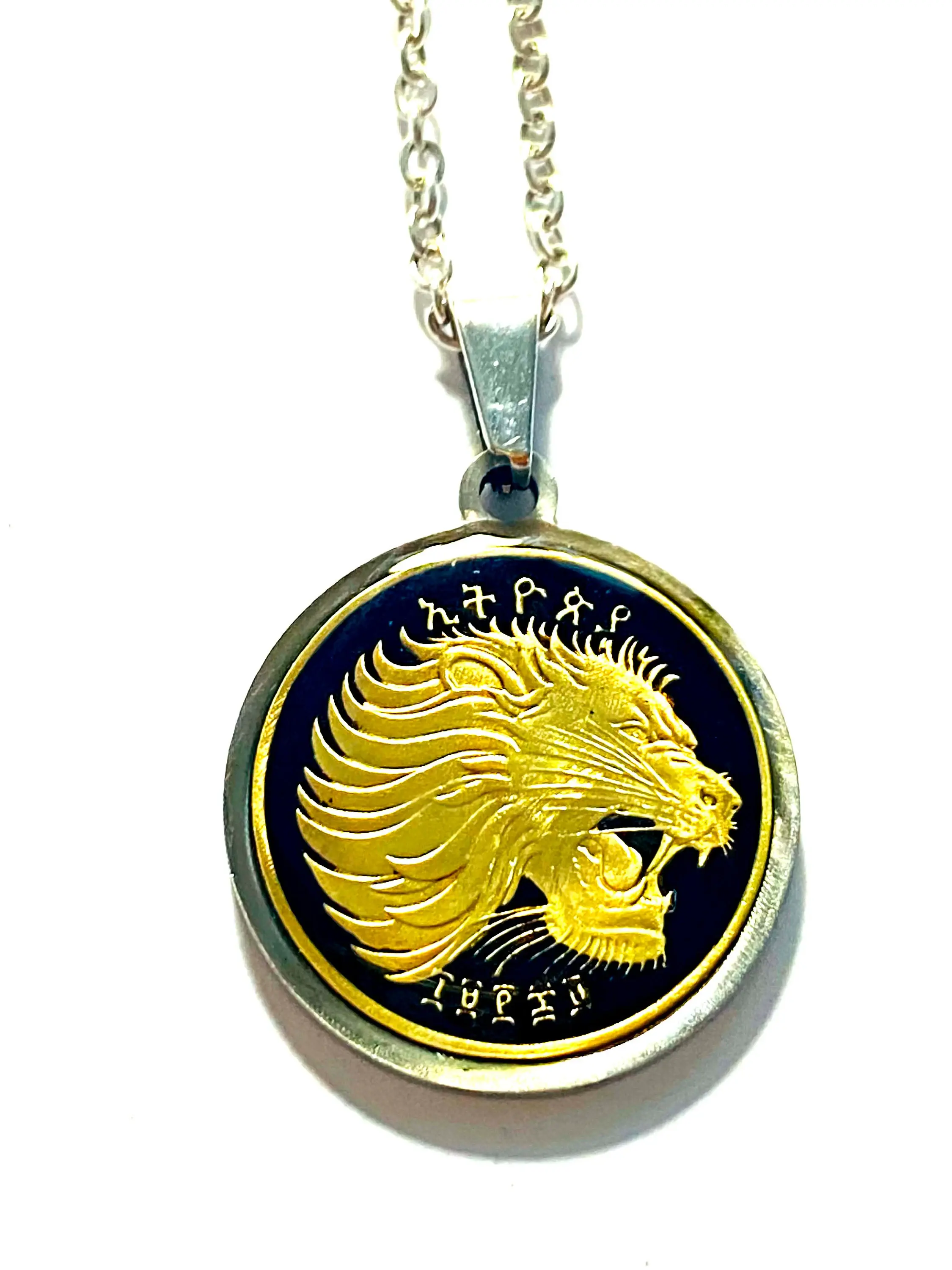 Ethiopia coin Pendant Ethiopian lion bust