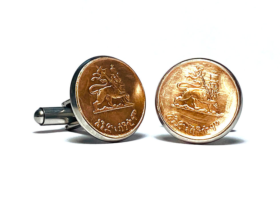 Miniaturbild: 1936 Ethiopia coin cufflinks 1 Santeem  Crowned lion