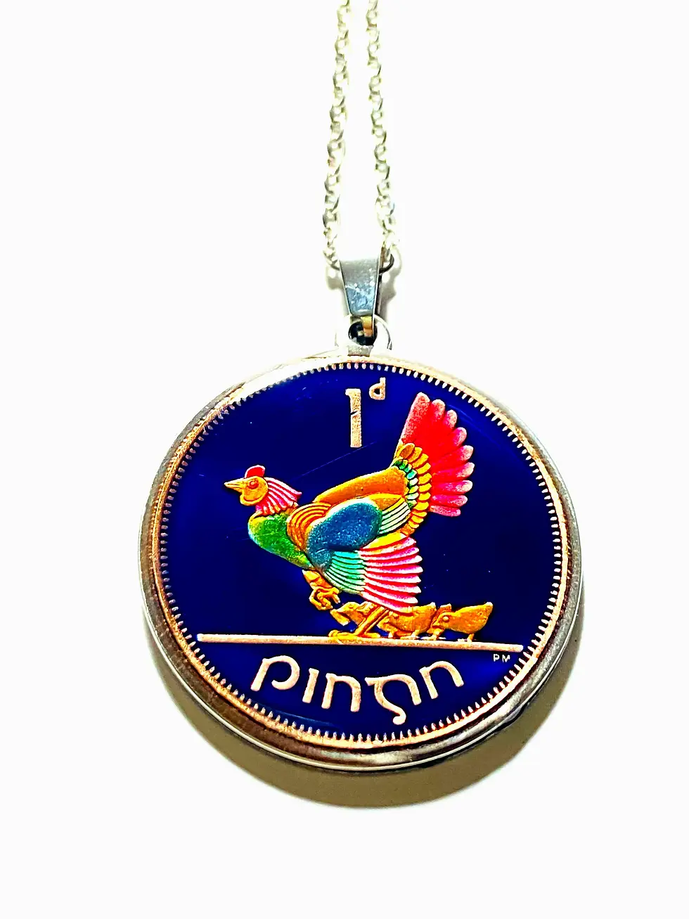 Ireland coin pendant 1 Pingin /Penny hen and chicks