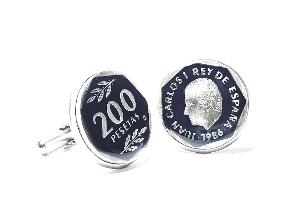 Thumbnail: 1986 - 1988 Spain coin cufflinks 200 Pesetas gemelos de monedas