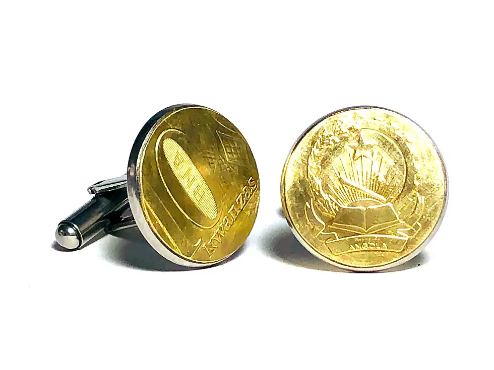 Thumbnail: Angola coin cufflinks  cut from 10Kwanzas botões de punho de moeda