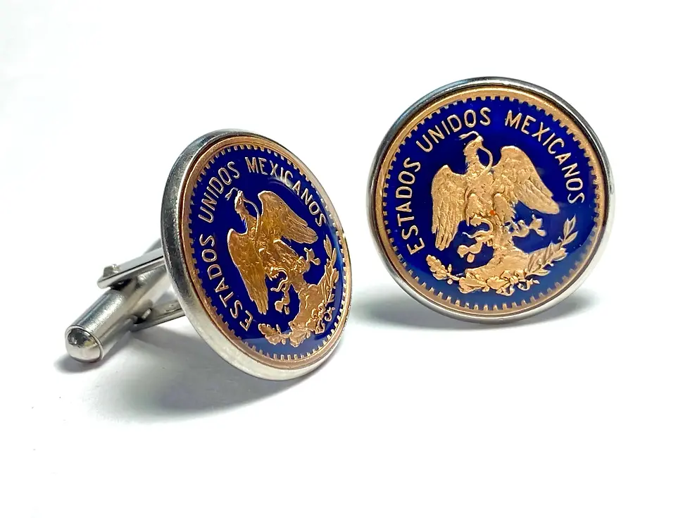 1945 Mexico coin cufflinks 1 Centavo Mexican coat of arms gemelos de monedas