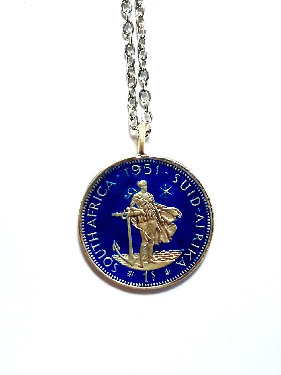 1951 Pendant South Africa silver coin 1 Shilling