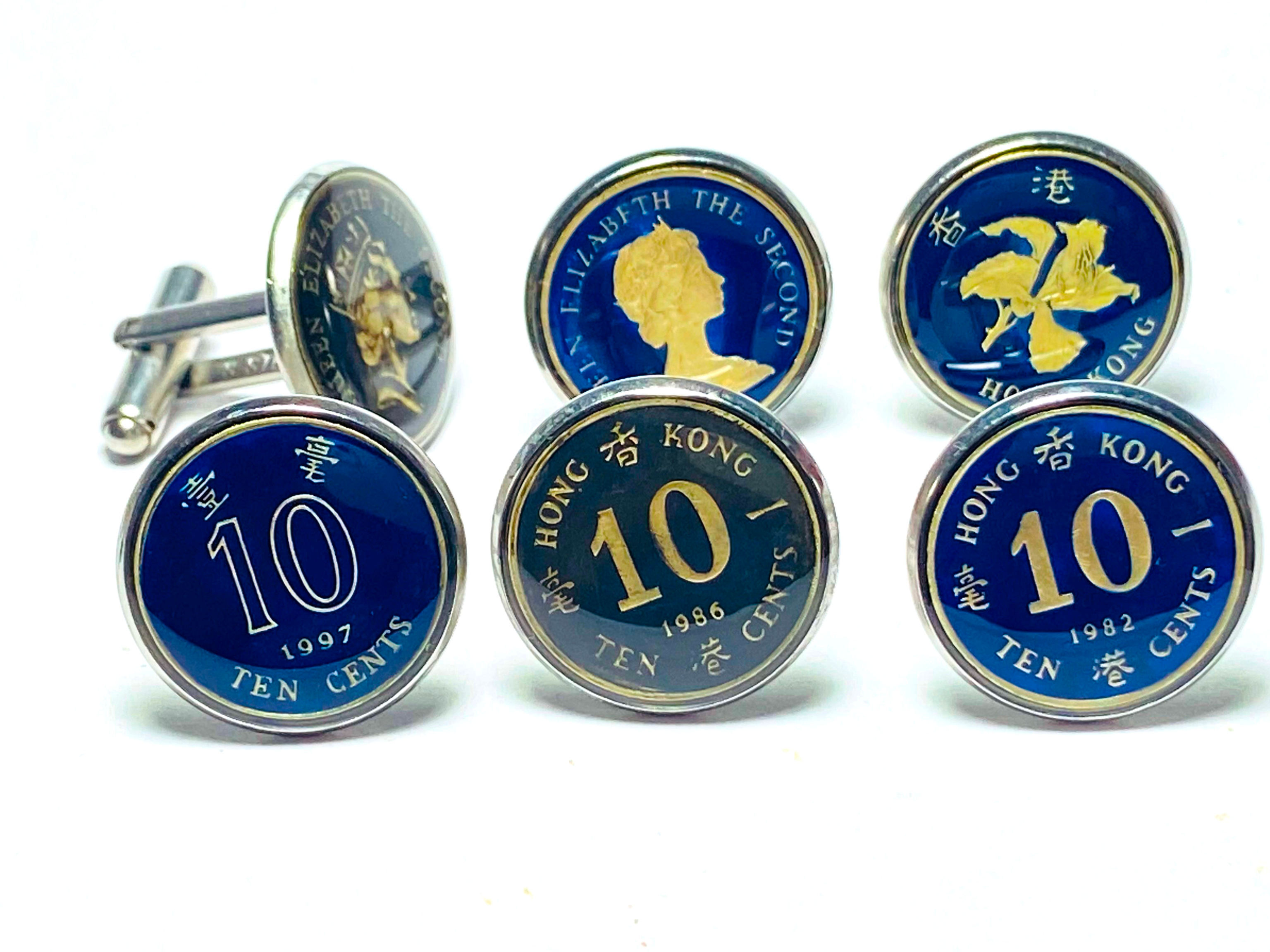 1982 - 2017 Hong Kong coin cufflinks 10 cents