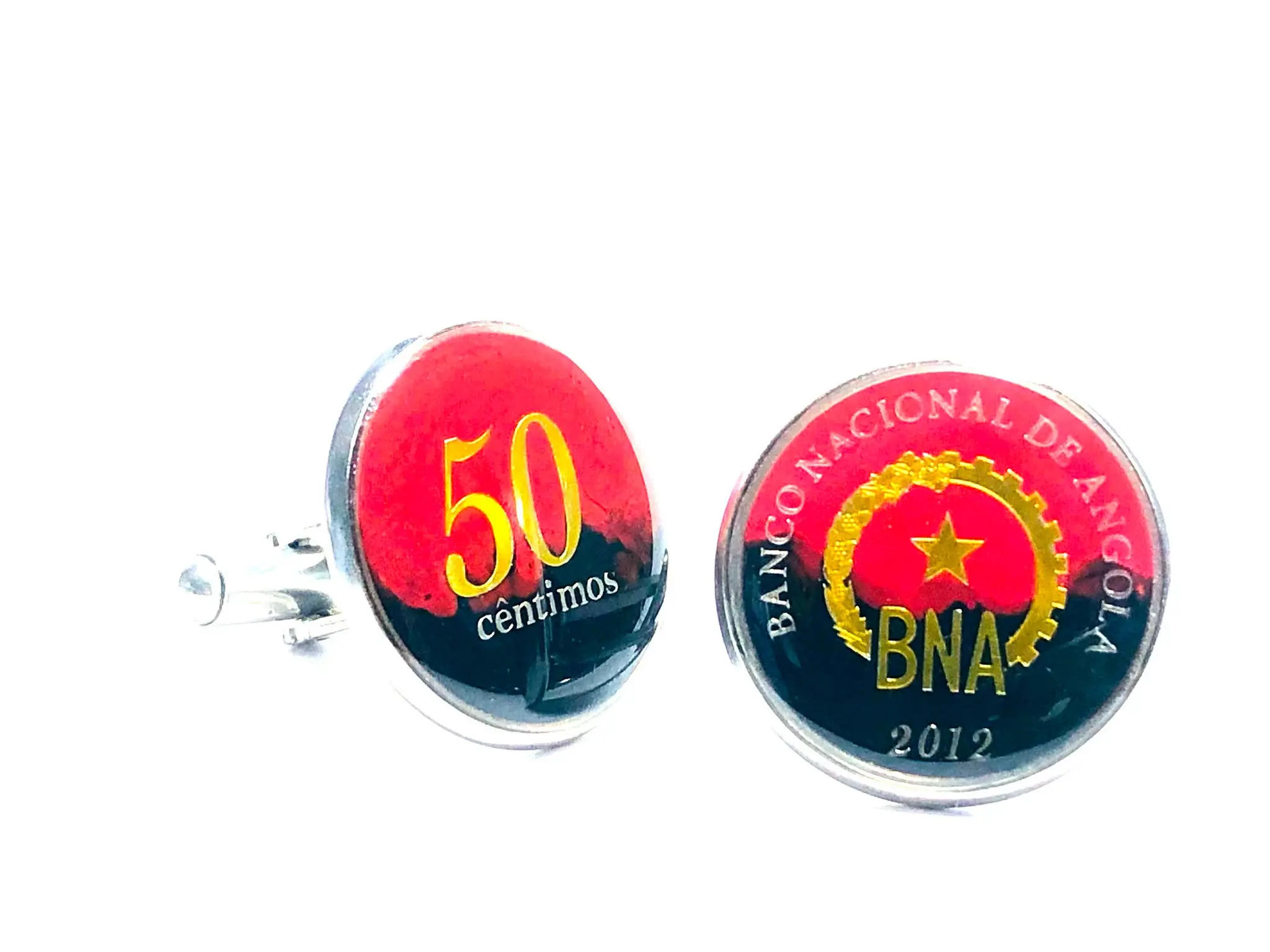Angola coin cufflinks  50 Cêntimos botões de punho de moeda