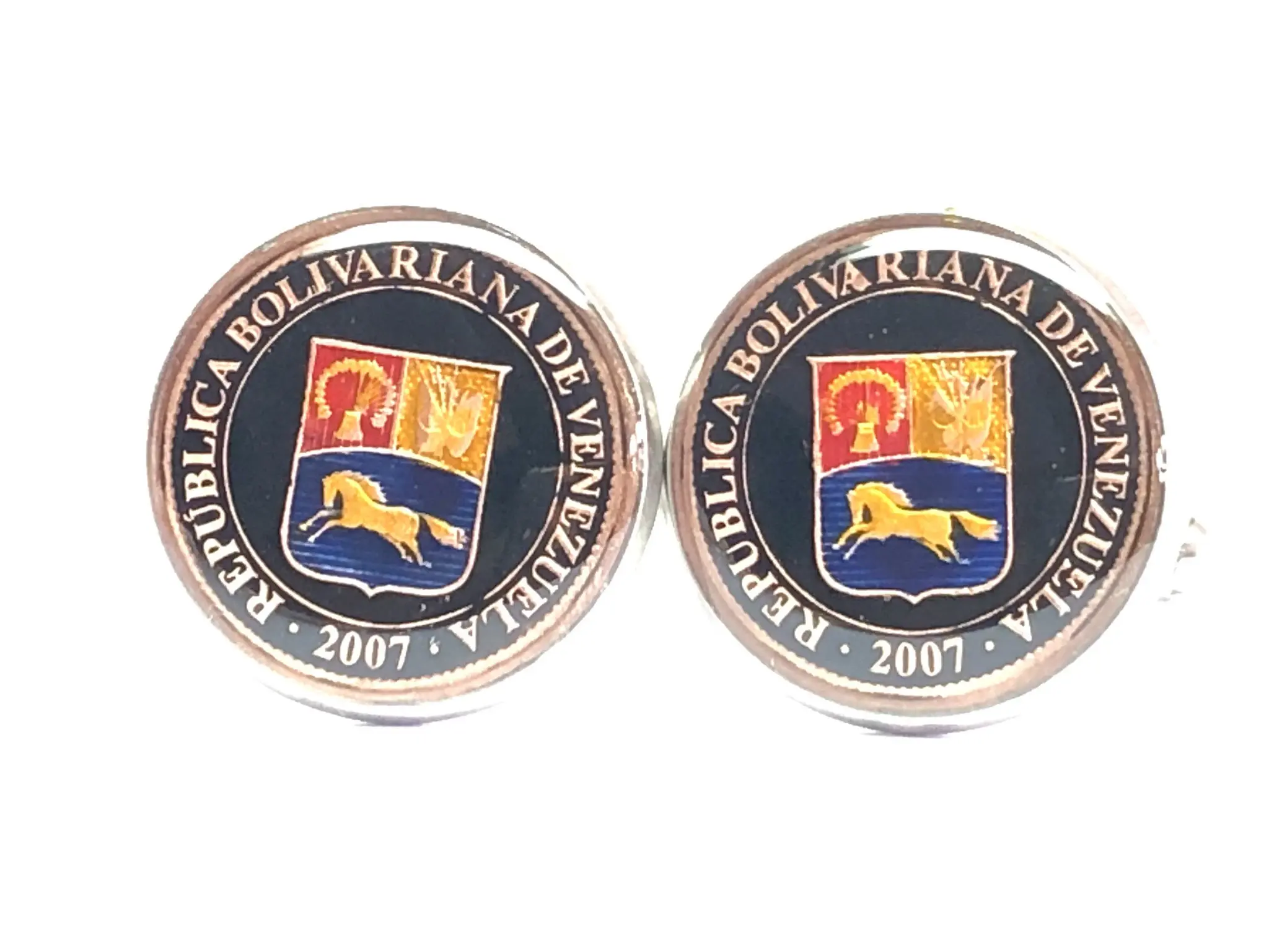 Venezuela coin cufflinks  5 Céntimos coat of arms gemelos de monedas