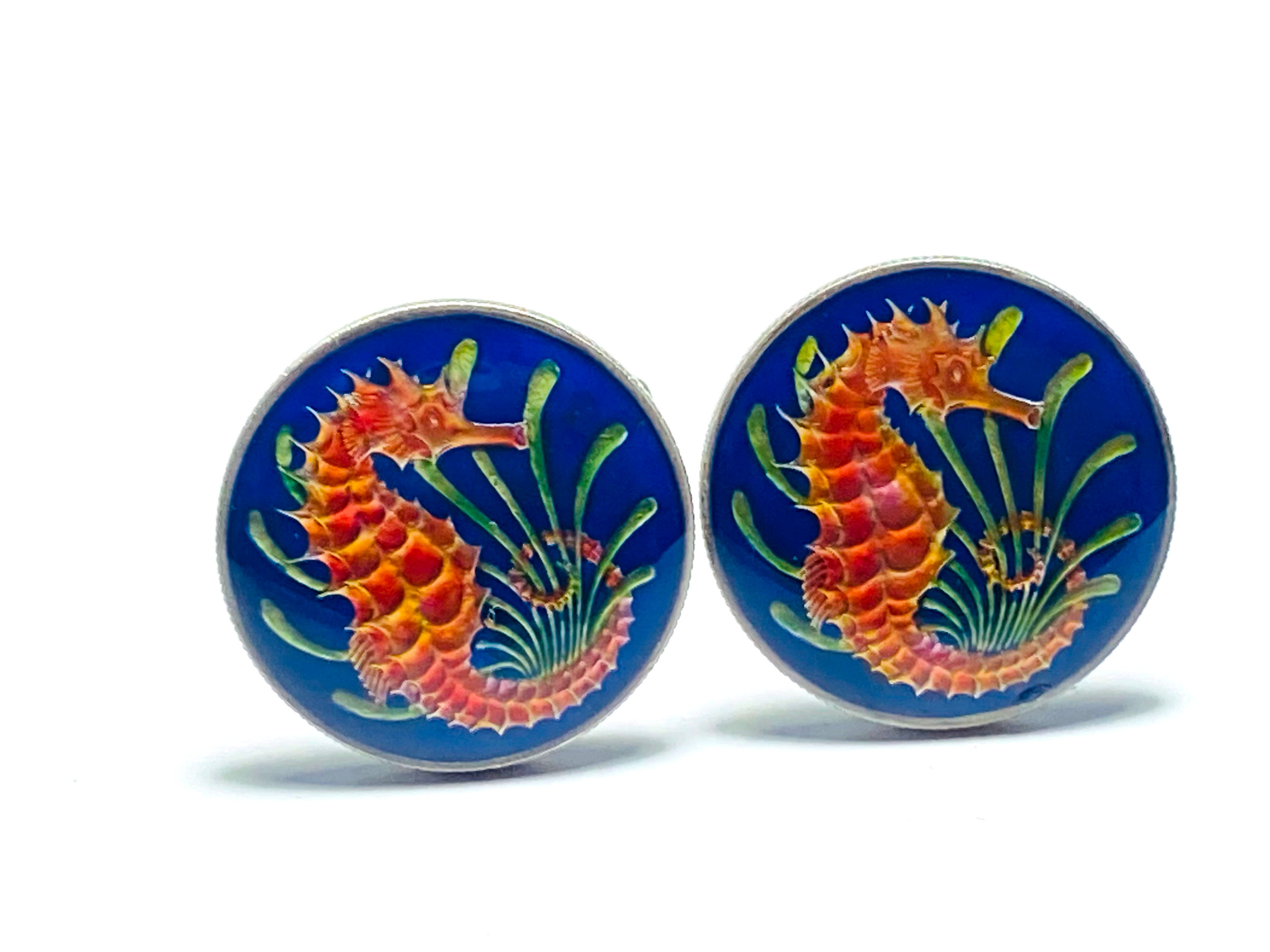 1967 - 1989 Singapore coin cufflinks 10 Cents sea horse