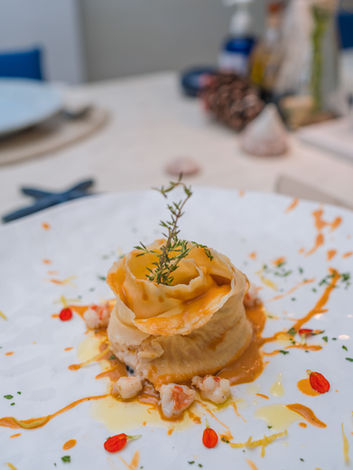 Homemade pasta served on a plate