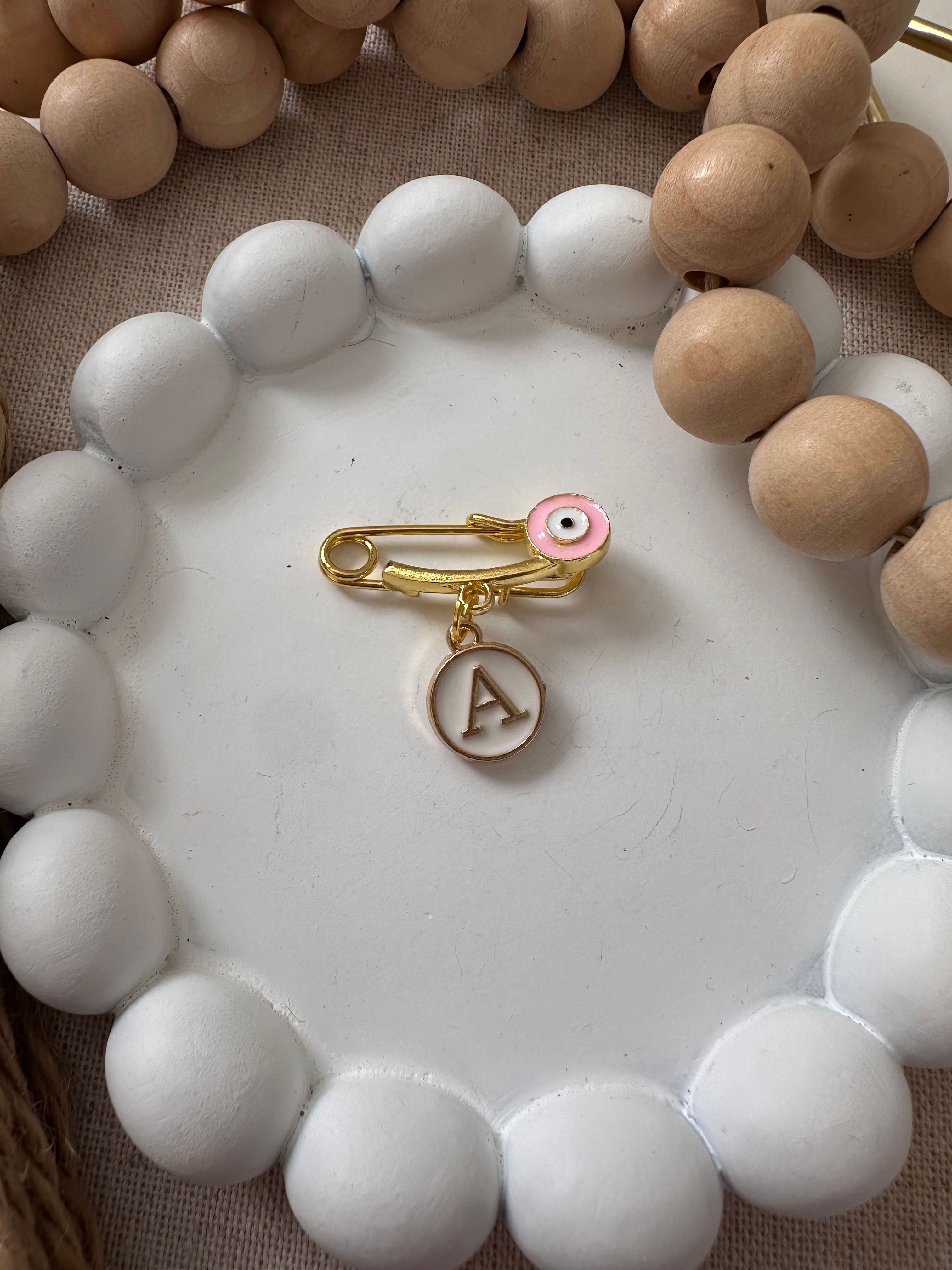 Initial mini Evil Eye pin