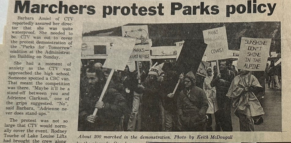 Local coverage of the march. From: “Marchers protest Parks policy,” Crag and Canyon, October 26, 1977.