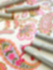 Hand-drawn paisleys in pink and purple colours, by Carolyn Quan Design