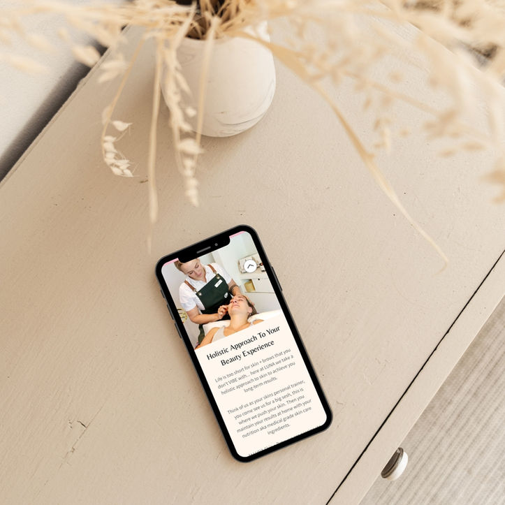 Luna Skin and Brow Digital Presence | Flow Cre8tive — refined interface highlighting skincare products and brow treatments.