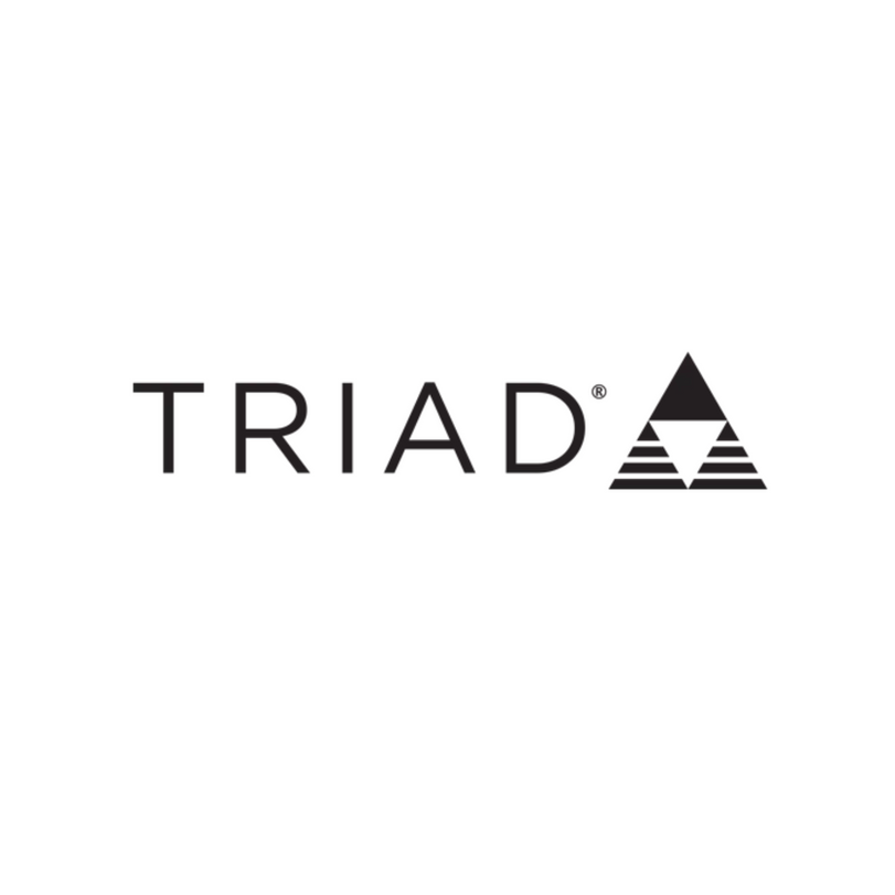 Triad logo: black text and triangle design
