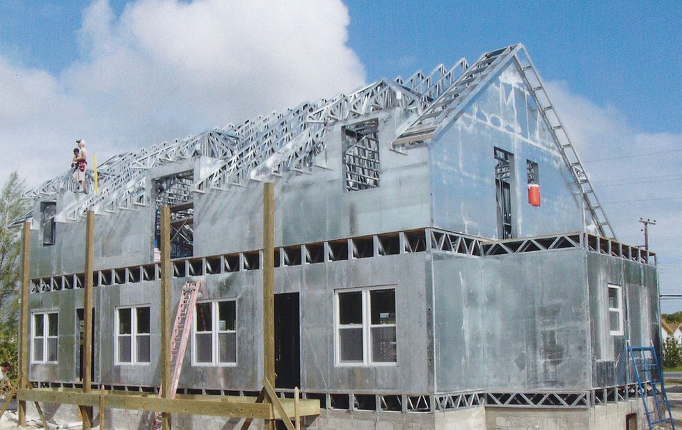 Steel framing construction for two stories building