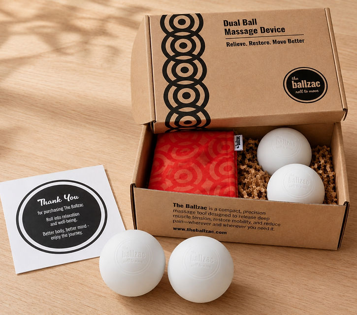 The Ballzac removable rubber massage balls packaging